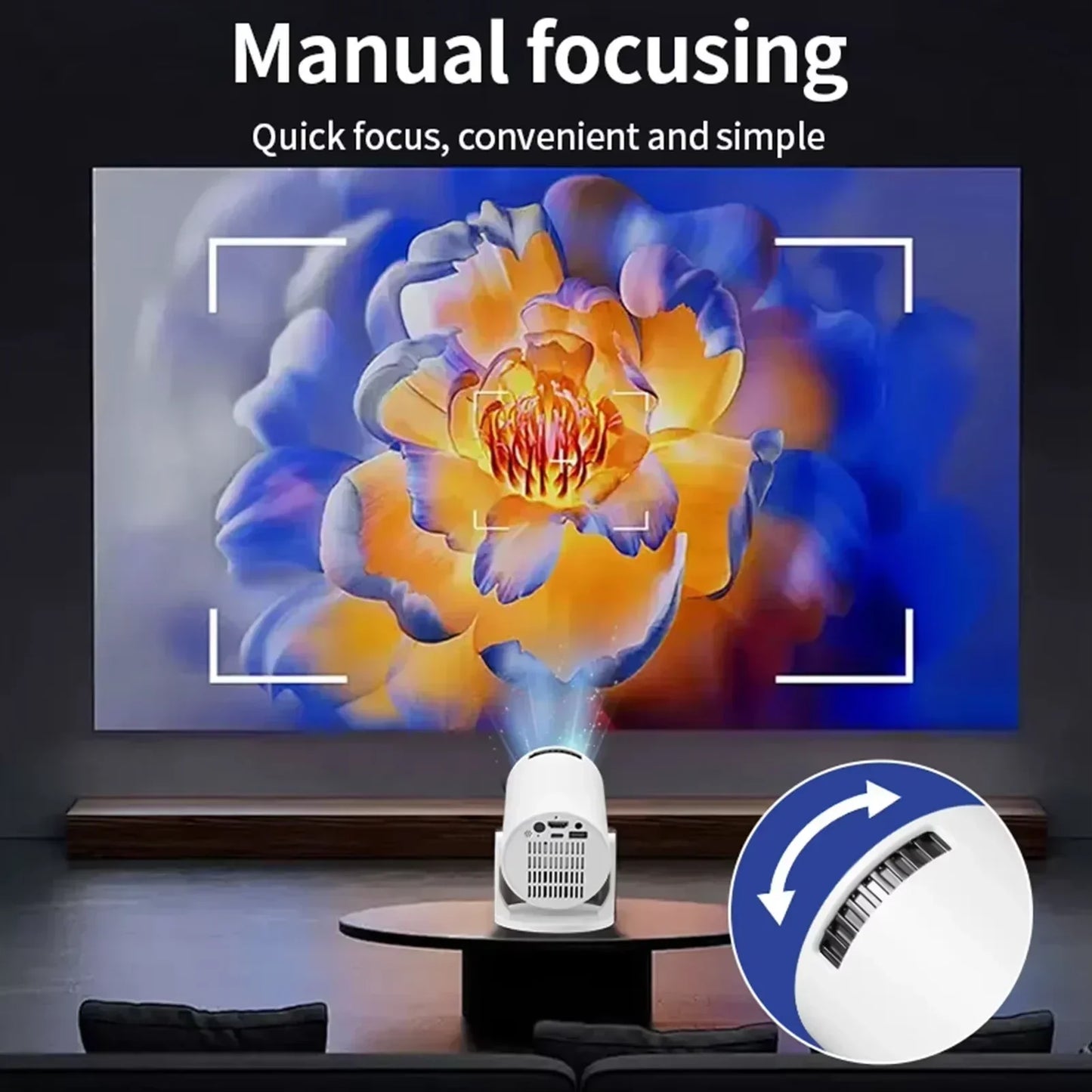 Projector 270° Adjustable LED 1080P Portable Movie Projector for Android Phone USB TV Stick Laptop