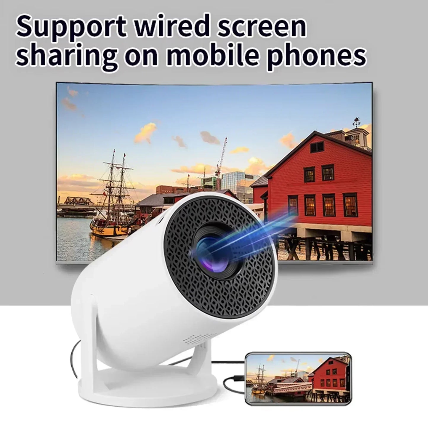 Projector 270° Adjustable LED 1080P Portable Movie Projector for Android Phone USB TV Stick Laptop